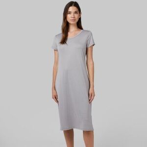 Light gray T-shirt dress.